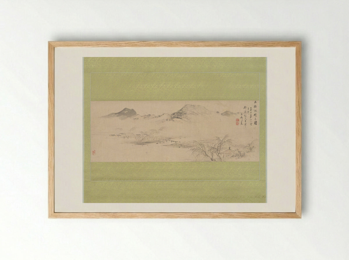 View of the Kamo River from Sanbogi at Dawn - Oda Kaisen - Framed Print Wood