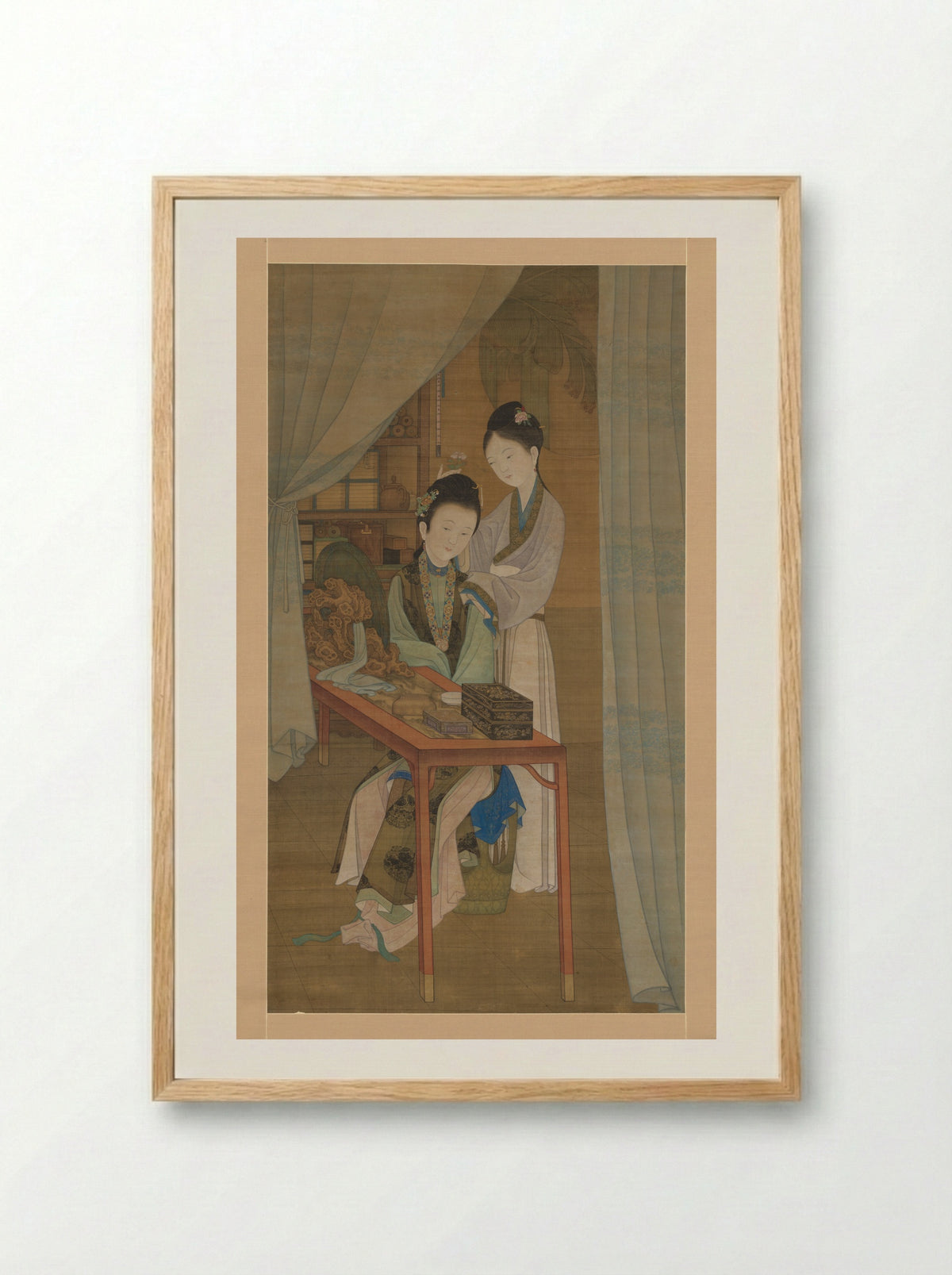 Woman at her dressing table - Leng Mei - Framed Print Wood