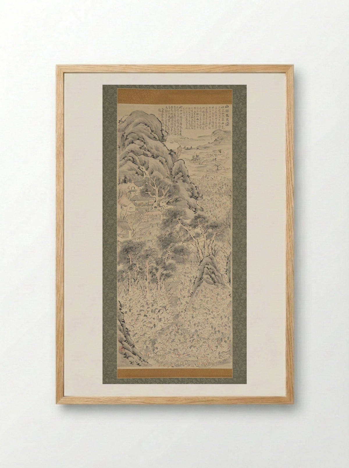 Horse Market in a Mountain Village - Watanabe Kazan - Framed Print Wood