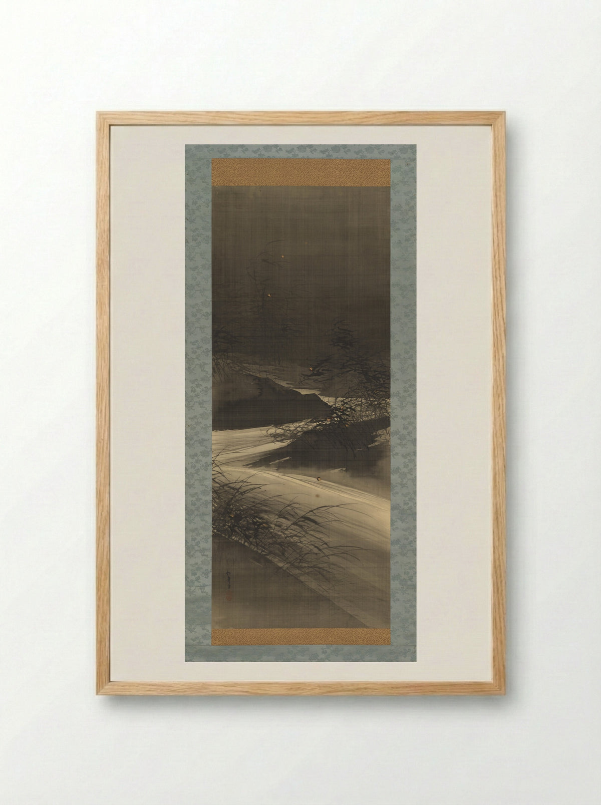 Fireflies Over the Uji River by Moonlight - Suzuki Shōnen - Framed Print Wood