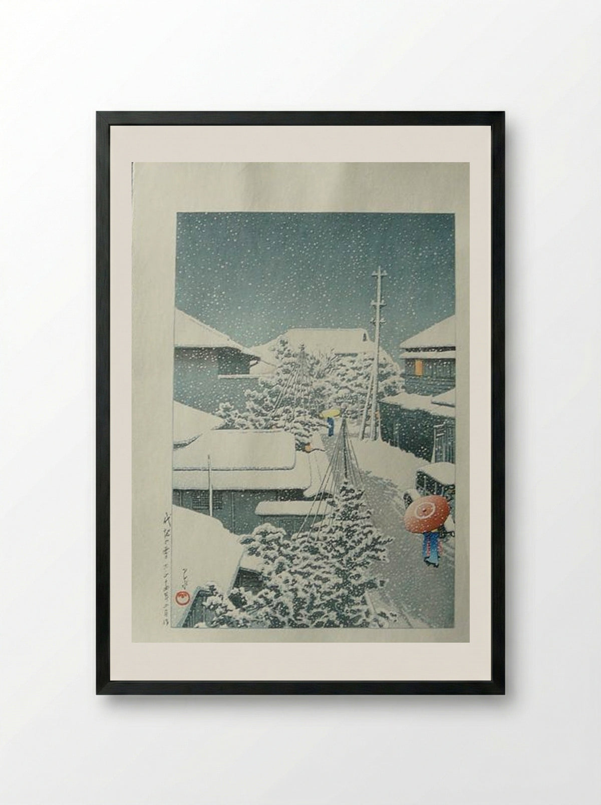 Snow at Shirochi - Hasui Kawase - Framed Print Black
