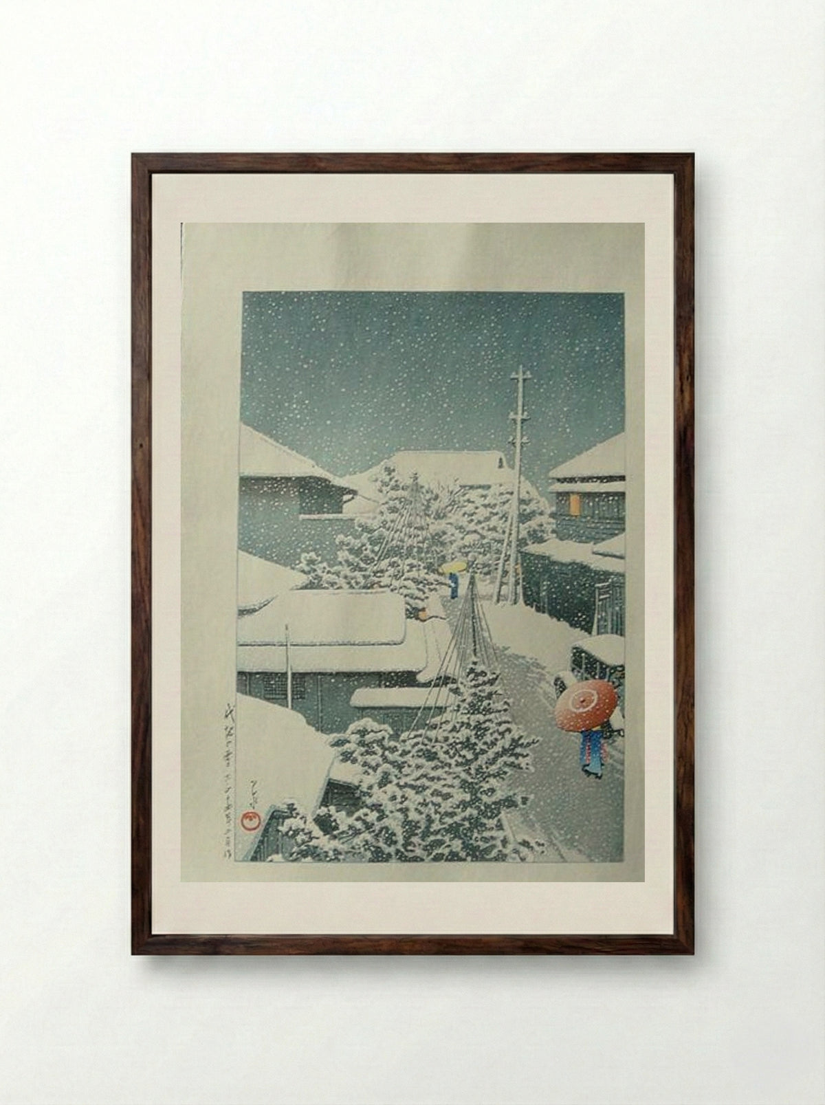 Snow at Shirochi - Hasui Kawase - Framed Print Dark Wood