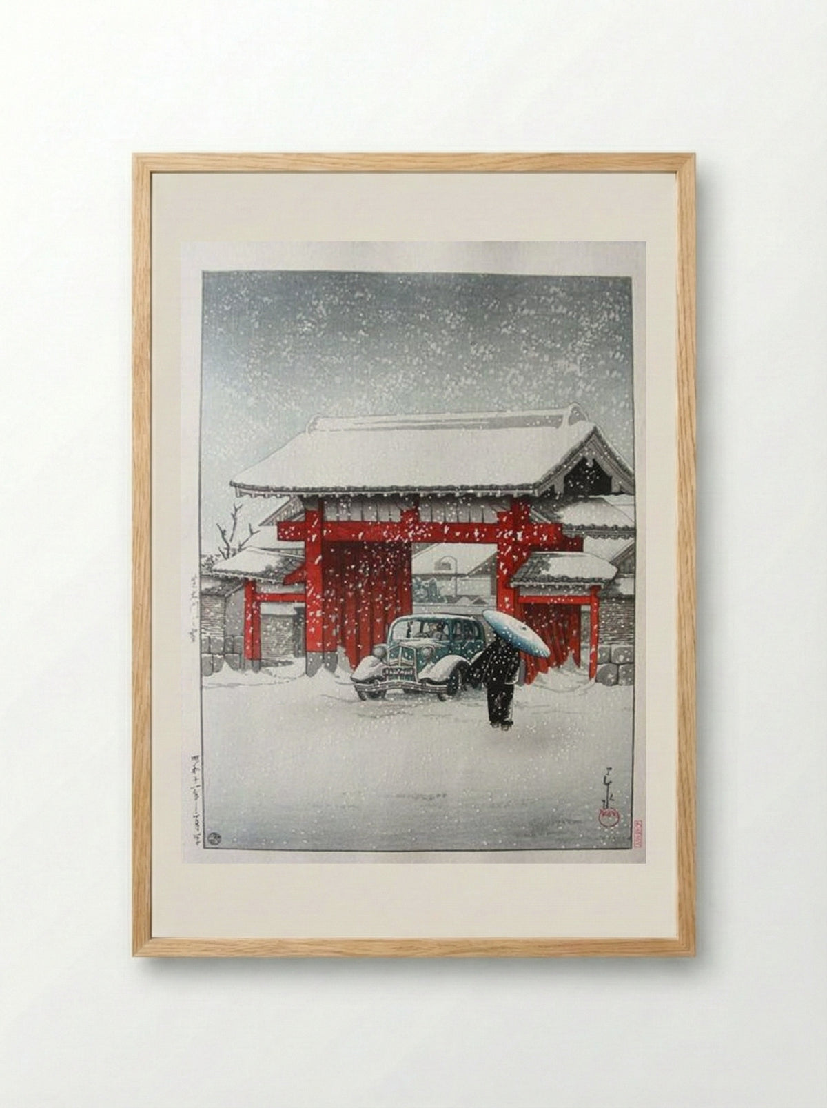 Snow at Shiba Daimon - Hasui Kawase - Framed Print Wood