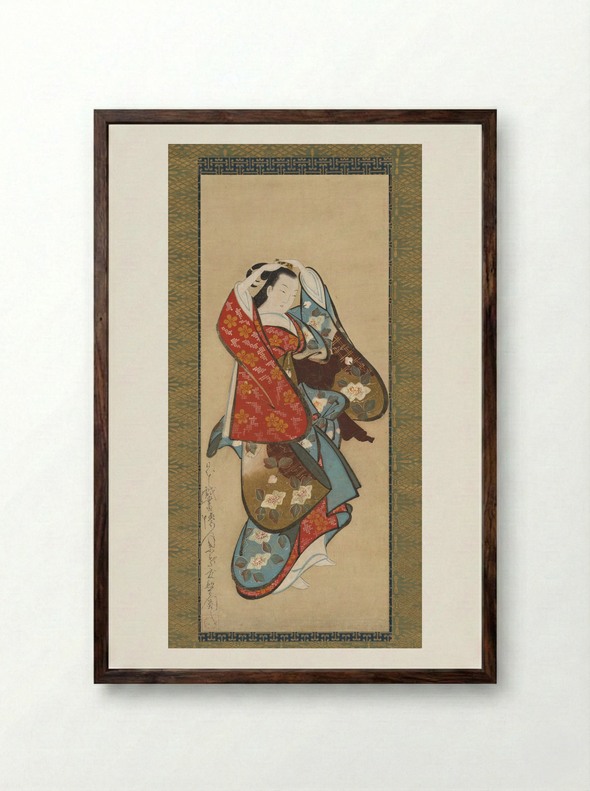 Beautiful Woman - Kaigetsudō Dohan - Framed Print Dark Wood
