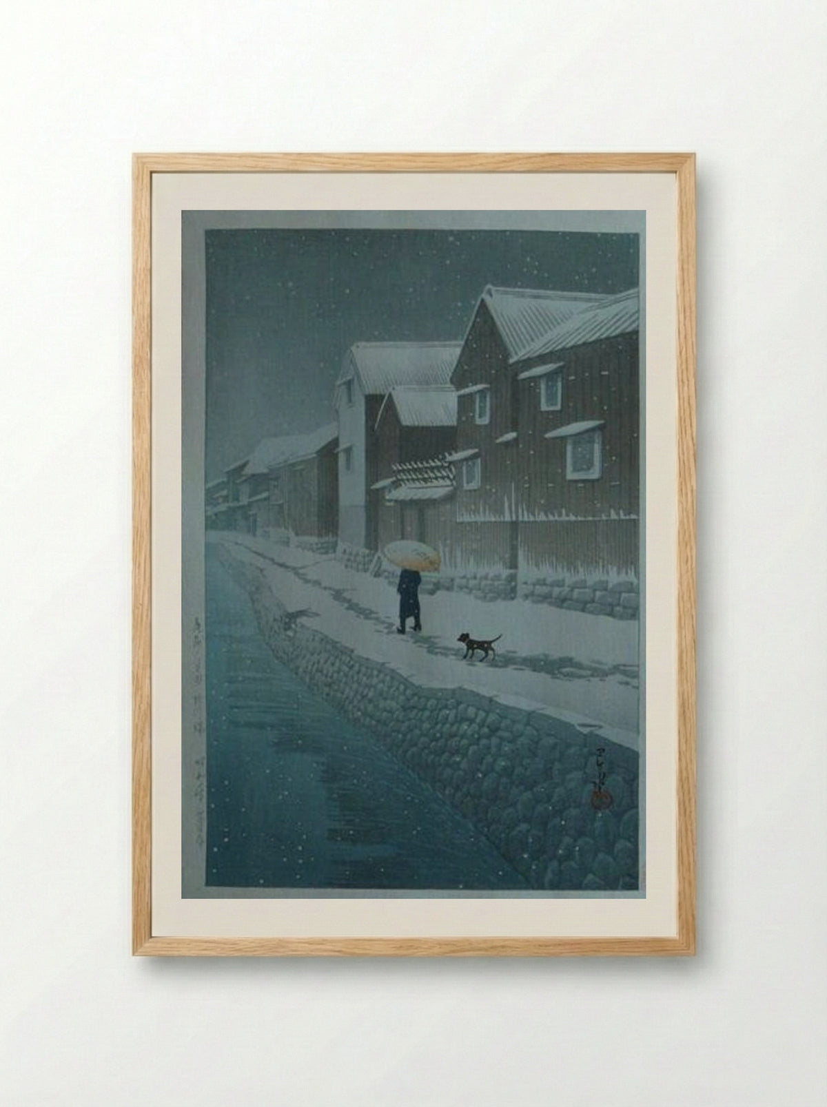 Snow at Shinkawabata - Hasui Kawase - Framed Print Wood