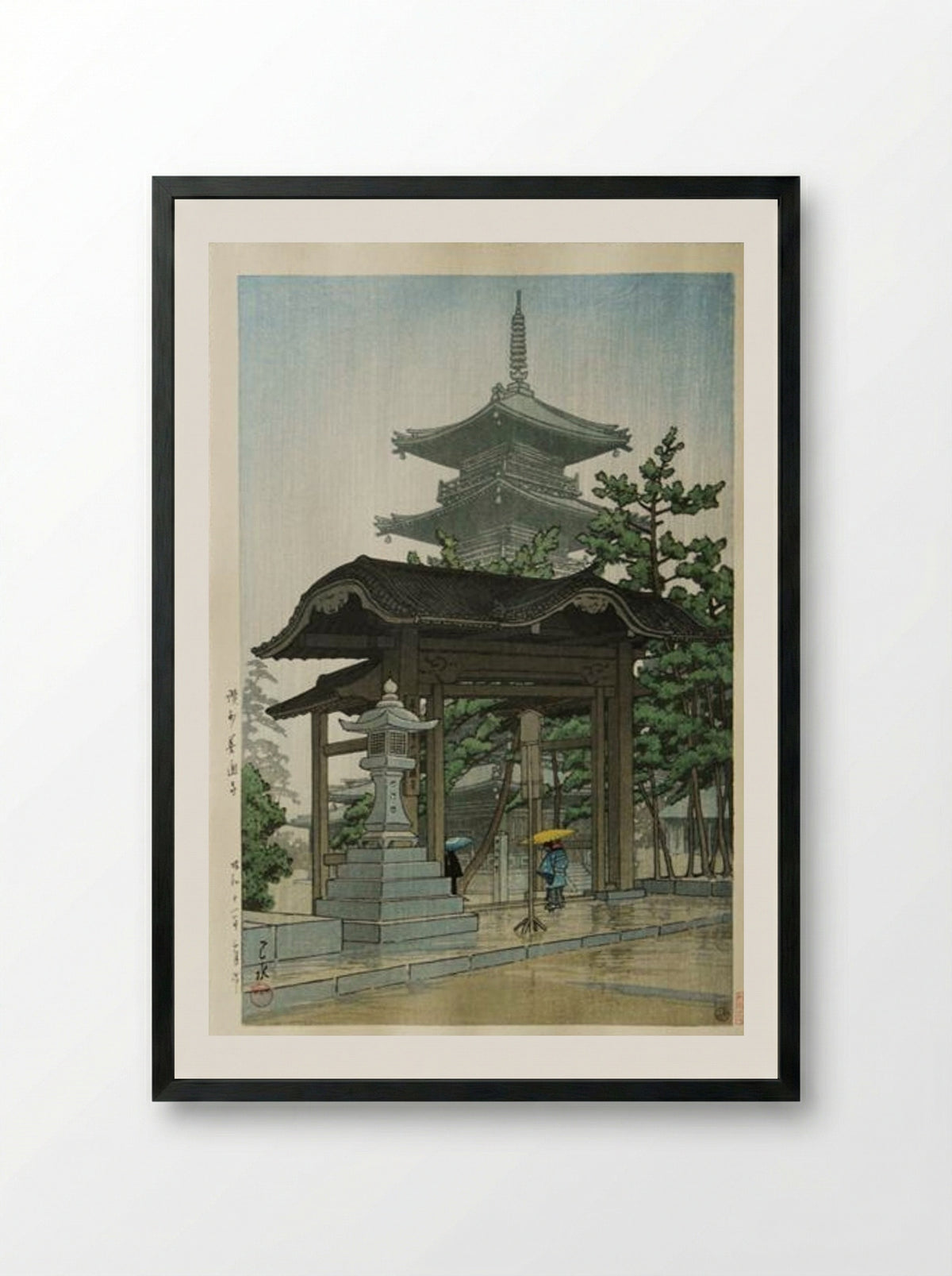 Zentsu Temple in Sanshu - Hasui Kawase - Framed Print Black
