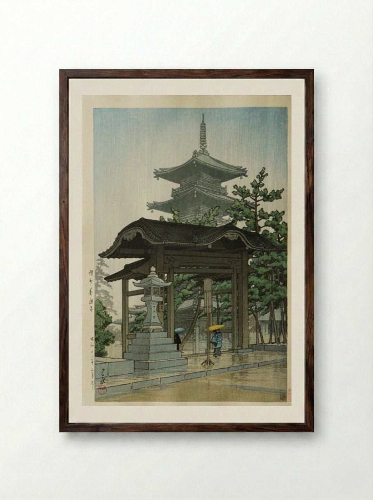 Zentsu Temple in Sanshu - Hasui Kawase - Framed Print Dark Wood
