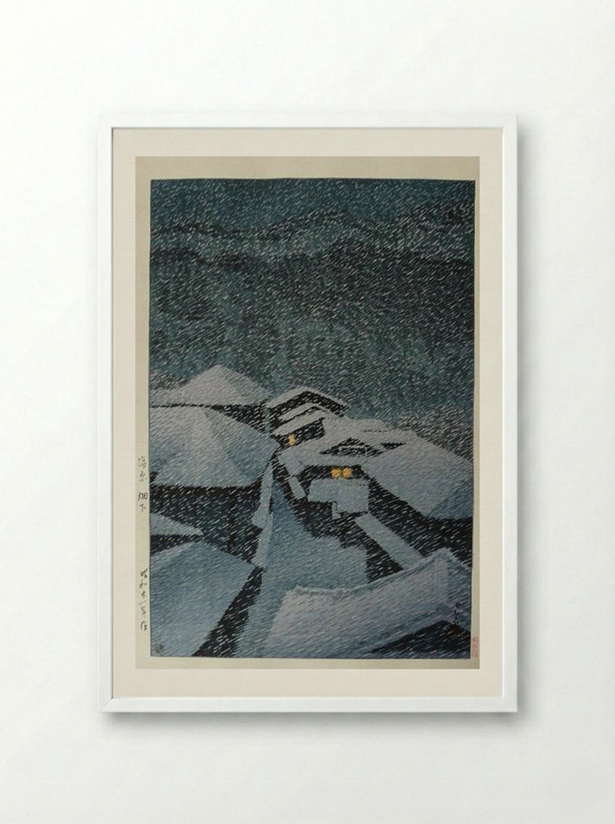 Snow Storm at Hatakudari - Hasui Kawase - Framed Print White