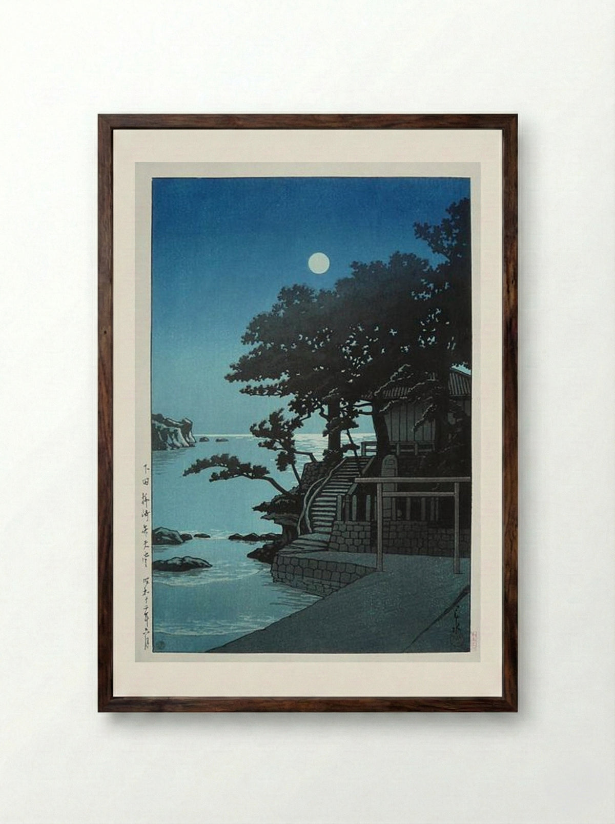 Kakizaki Bentendo Shrine at Shimoda - Hasui Kawase - Framed Print Dark Wood