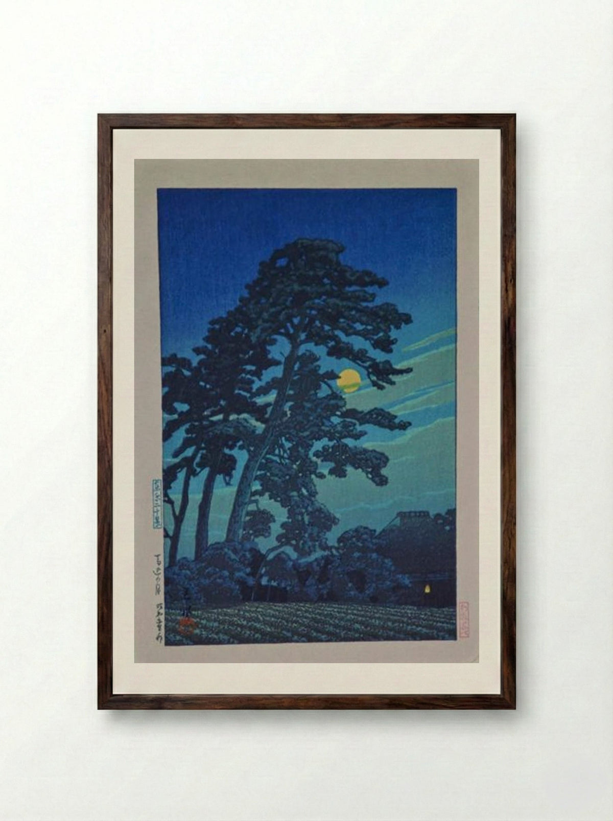 Full Moon at Magome - Hasui Kawase - Framed Print Dark Wood