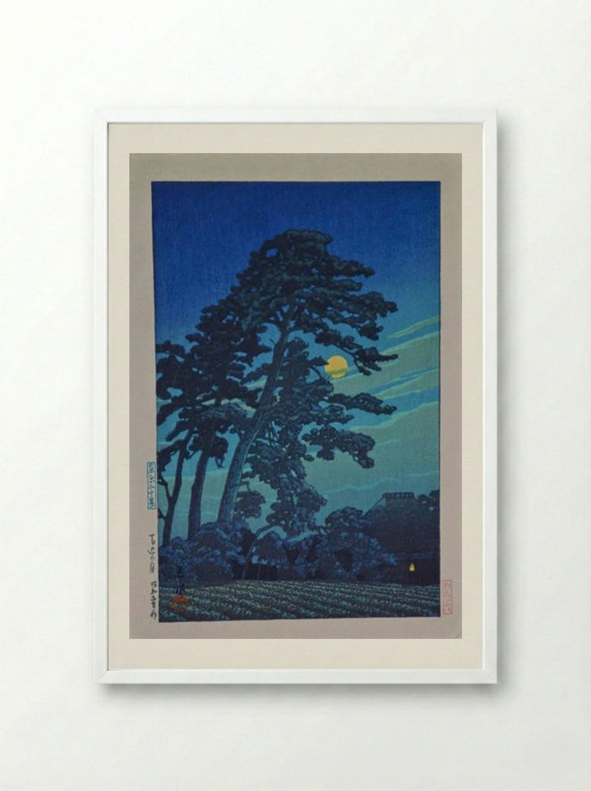 Full Moon at Magome - Hasui Kawase - Framed Print White