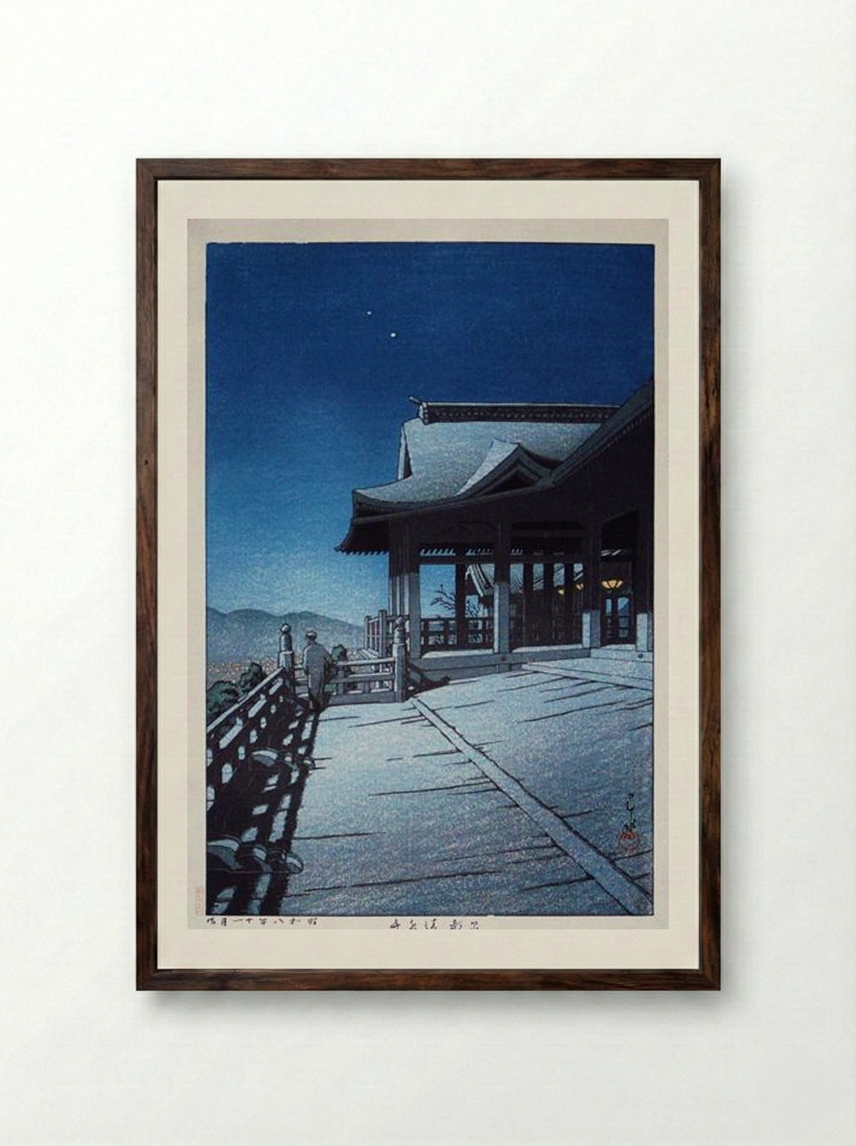Self-Portrait at Kiyomizu Temple, Kyoto - Hasui Kawase - Framed Print Dark Wood