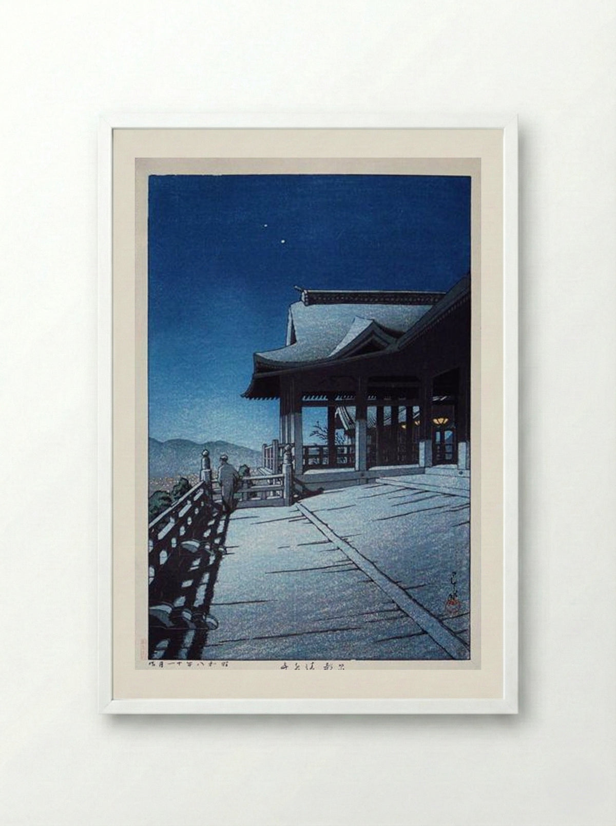 Self-Portrait at Kiyomizu Temple, Kyoto - Hasui Kawase - Framed Print White
