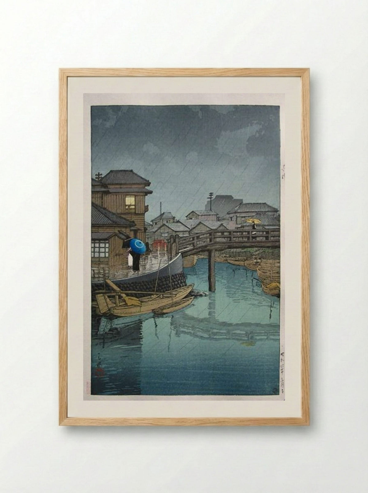 Rainy Season at Ryoshimachi - Hasui Kawase - Framed Print Wood