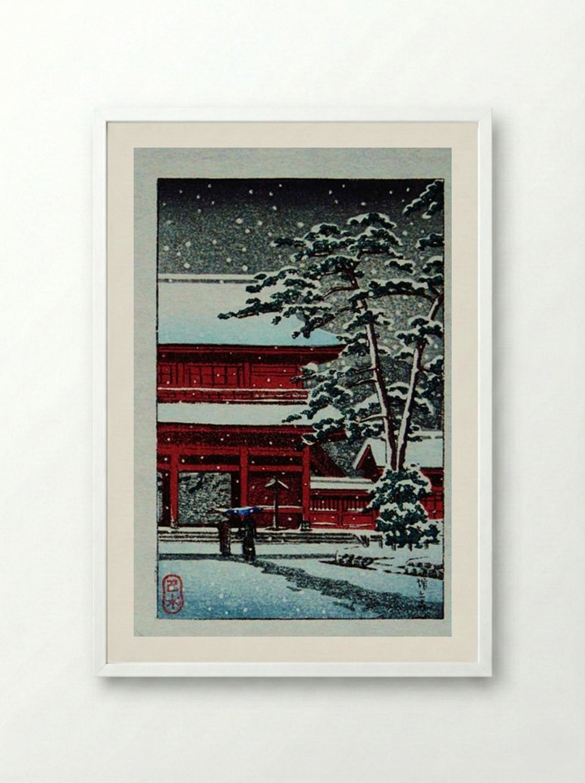 Snow at Zoji Temple - Hasui Kawase - Framed Print White