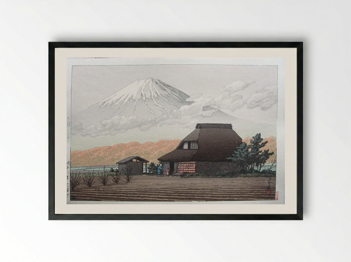 Mount Fuji from Narusawa in Autumn - Hasui Kawase - Framed Print Black