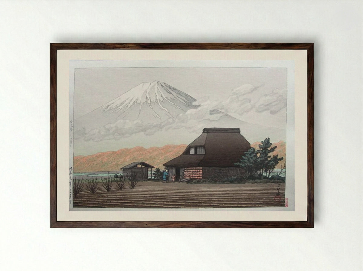 Mount Fuji from Narusawa in Autumn - Hasui Kawase - Framed Print Dark Wood