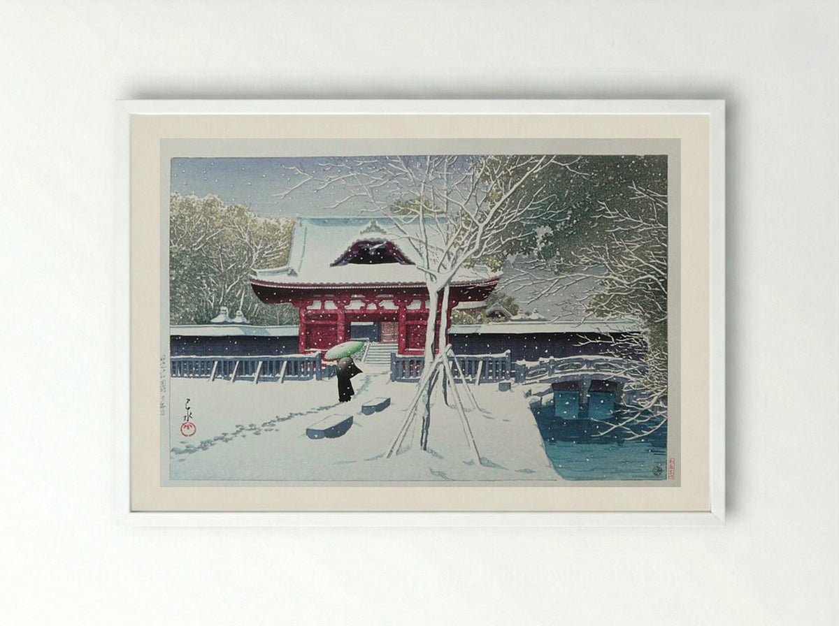 Snow at Shiba Park - Hasui Kawase - Framed Print White