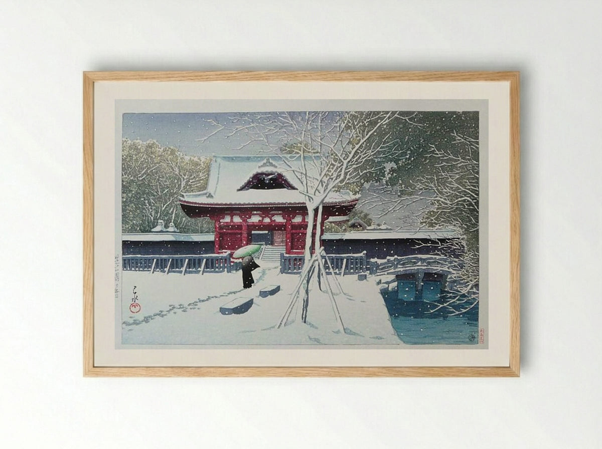 Snow at Shiba Park - Hasui Kawase - Framed Print Wood