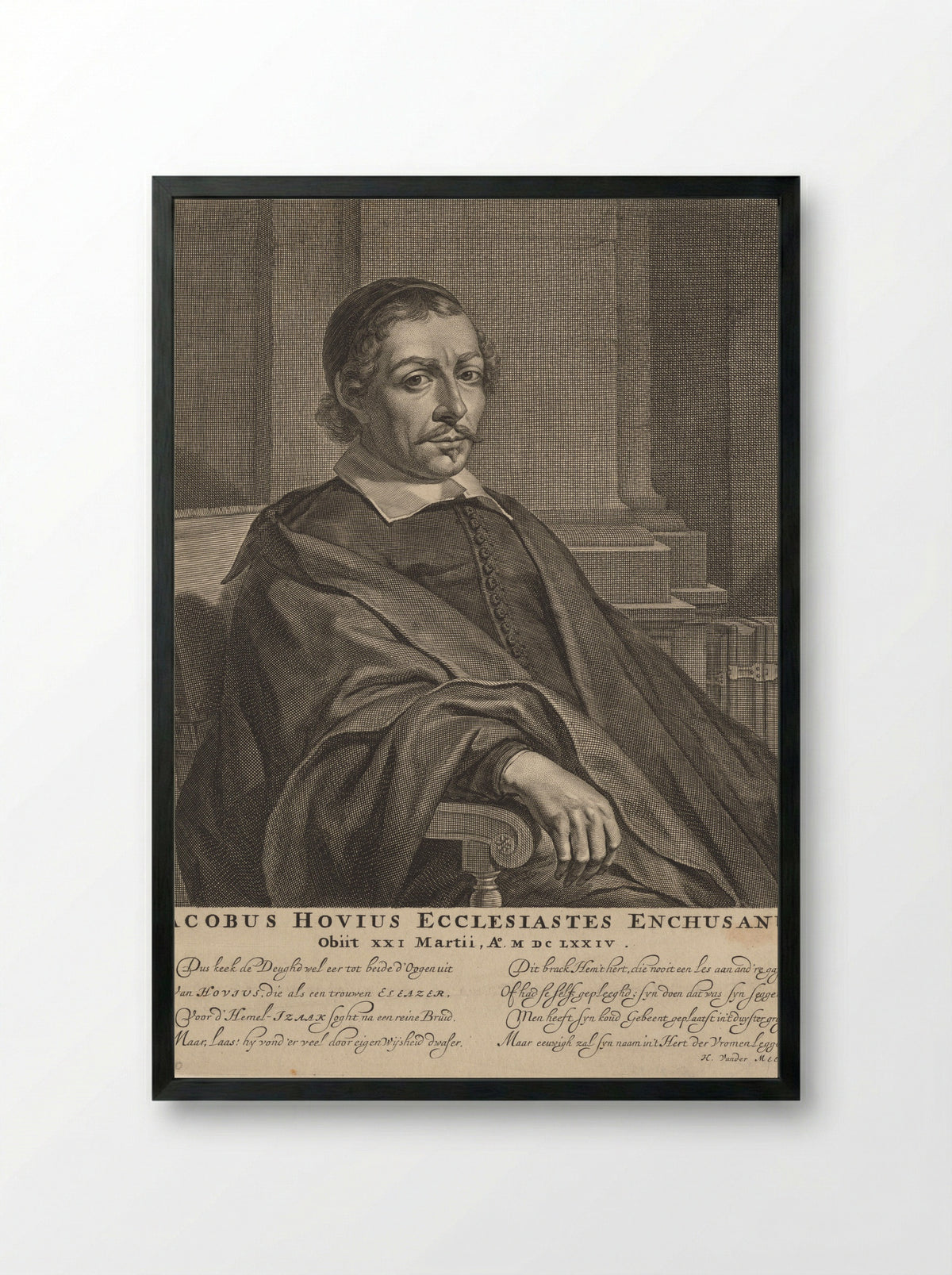 Portret van Jacobus Hovius - Jan de Visscher - Framed Print Black