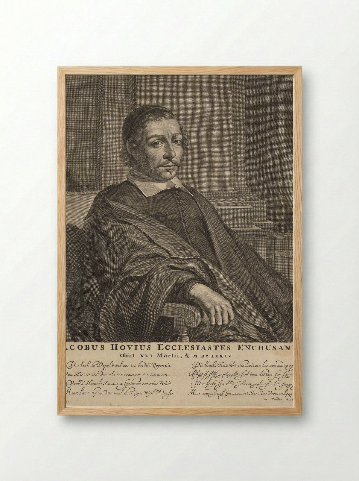 Portret van Jacobus Hovius - Jan de Visscher - Framed Print Wood