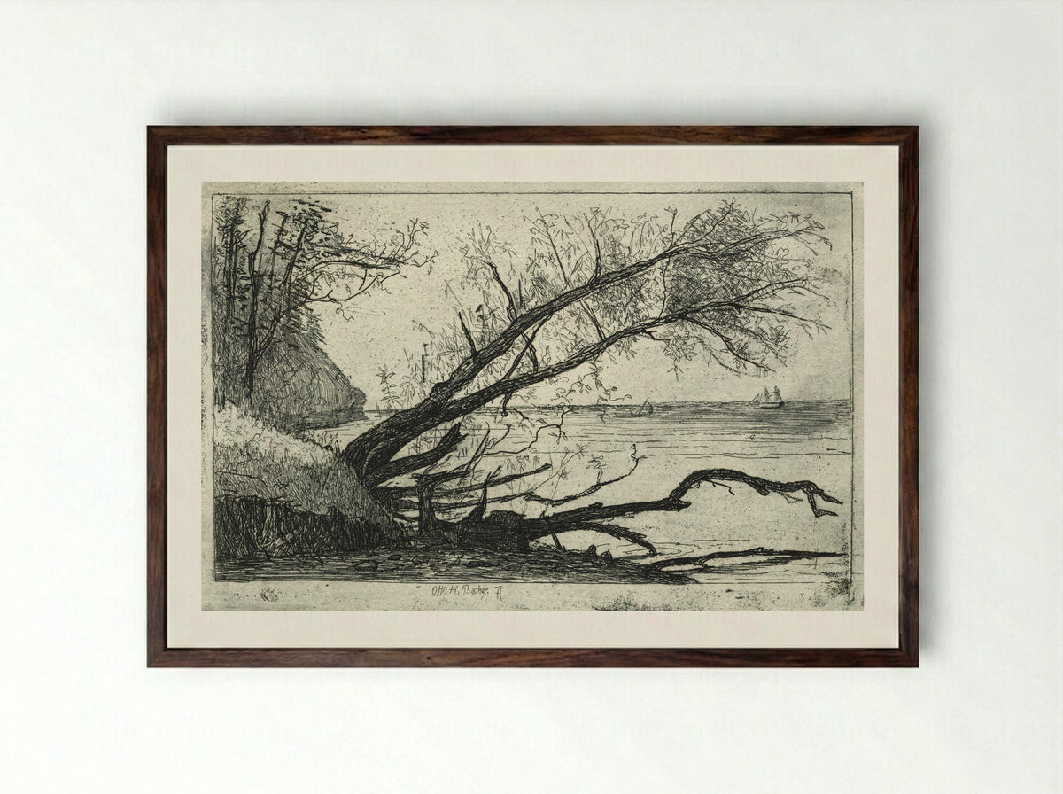 Lake Shore, Cleveland - Otto H. Bacher - Framed Print Dark Wood