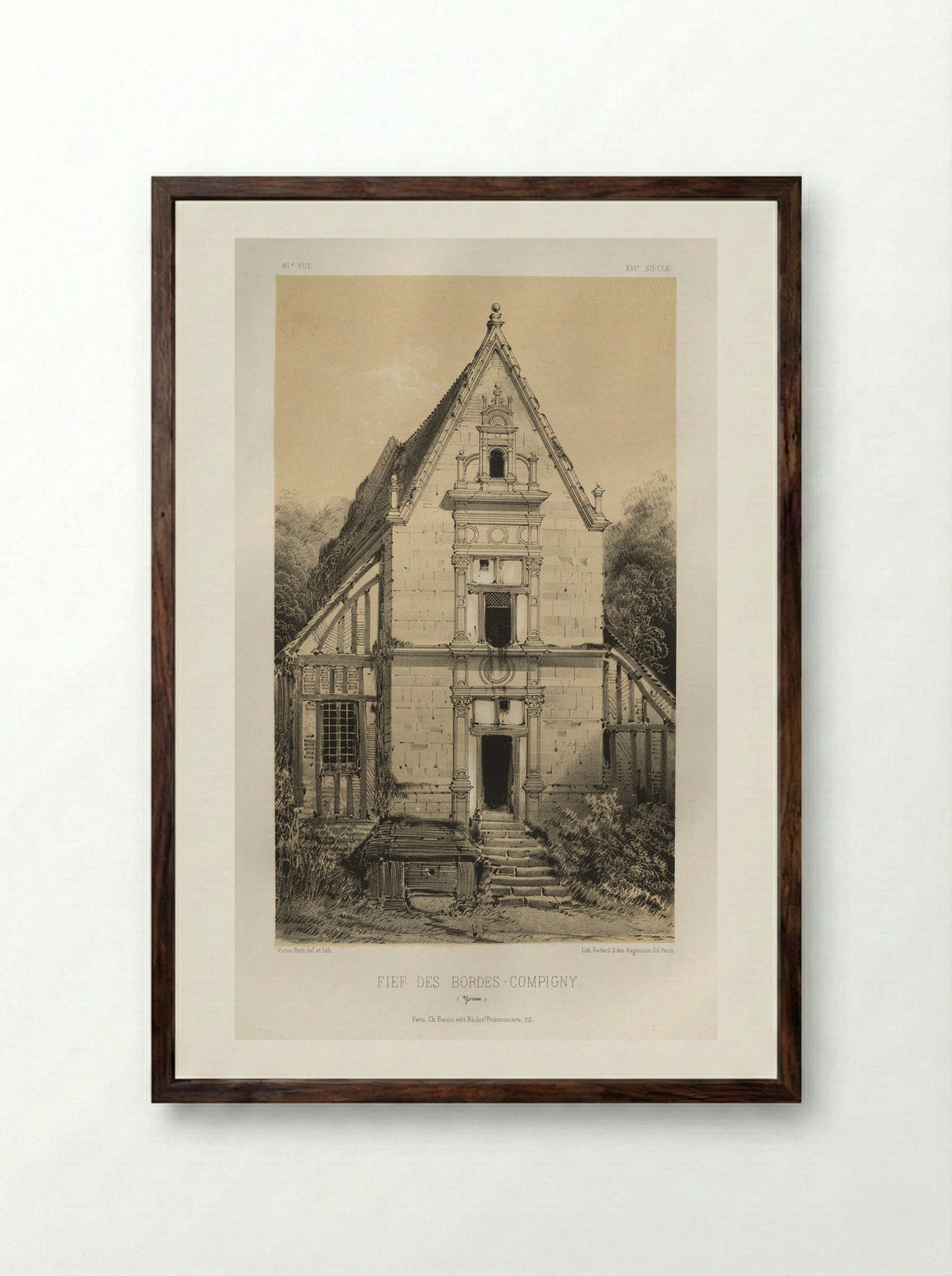 Fief Des Bordes-Compigny - Victor Petit - Framed Print Dark Wood