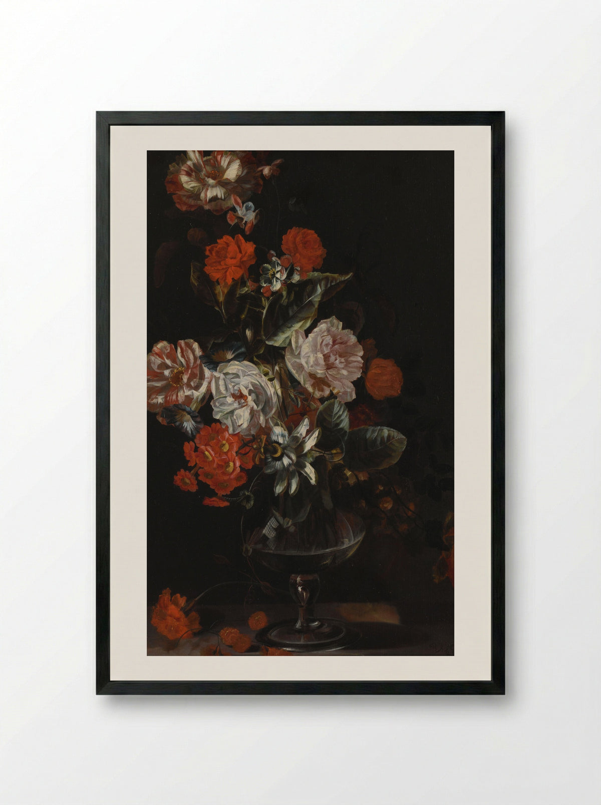 Stilleven met bloemen - Jacob Campo Weyerman - Framed Print Black