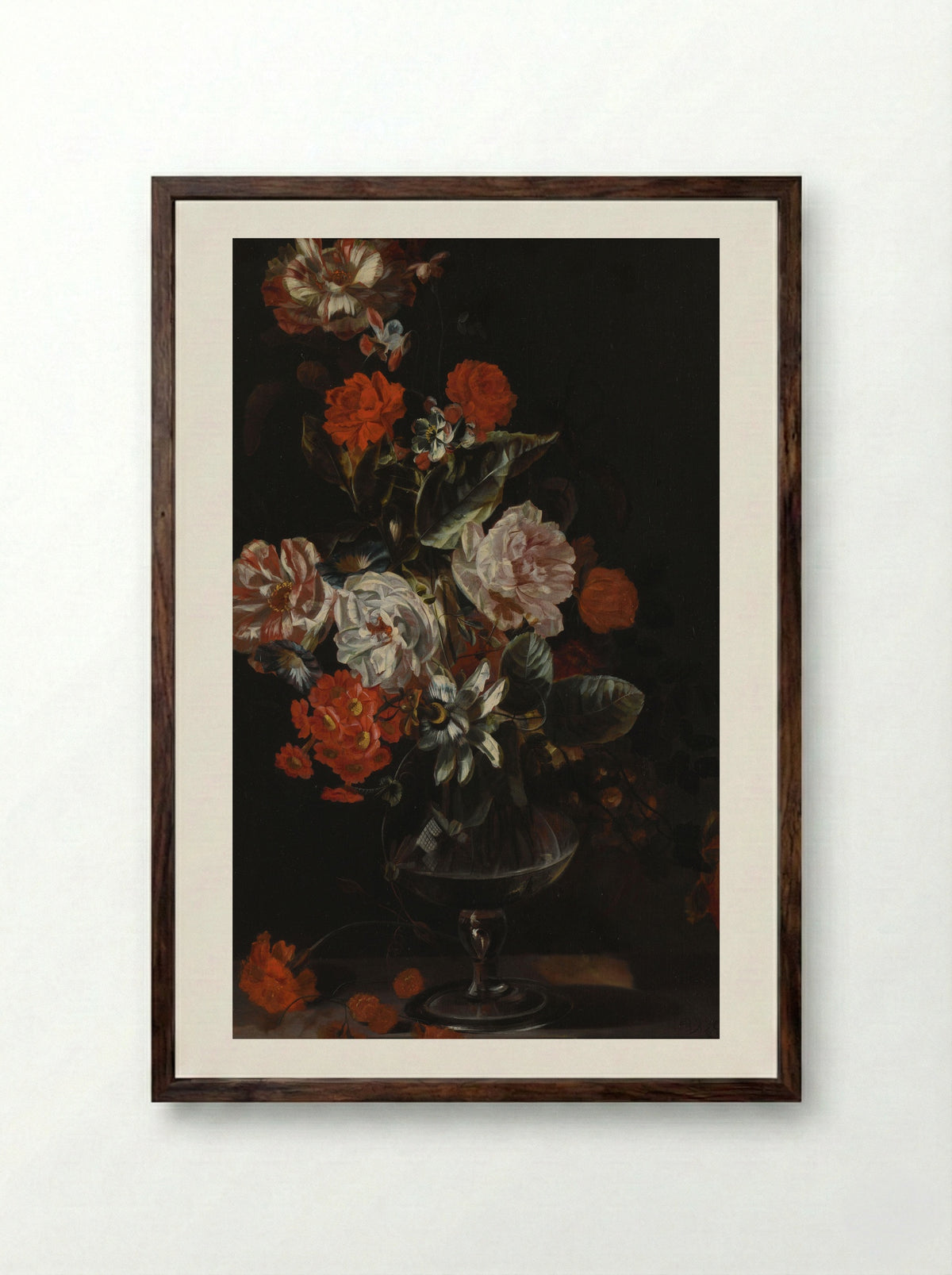 Stilleven met bloemen - Jacob Campo Weyerman - Framed Print Dark Wood