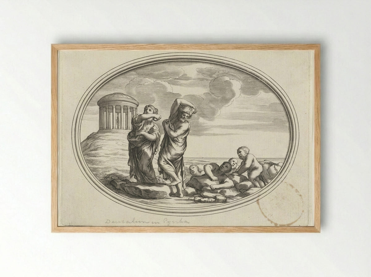 Deucalion and Pyrrha - Cornelis Bloemaert (II) - Framed Print Wood