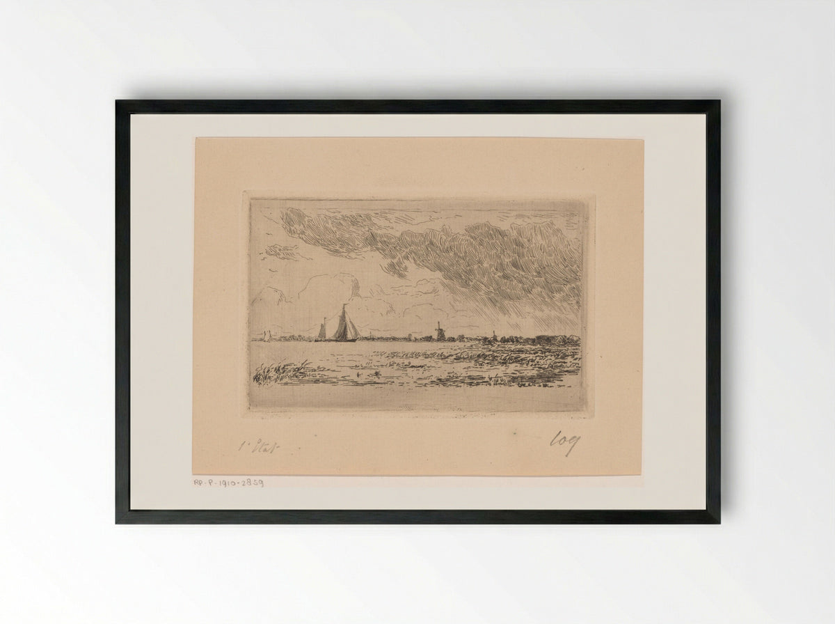 Gezicht op de Biesbosch bij Dordrecht - Carel Nicolaas Storm van 's-Gravesande - Framed Print Black