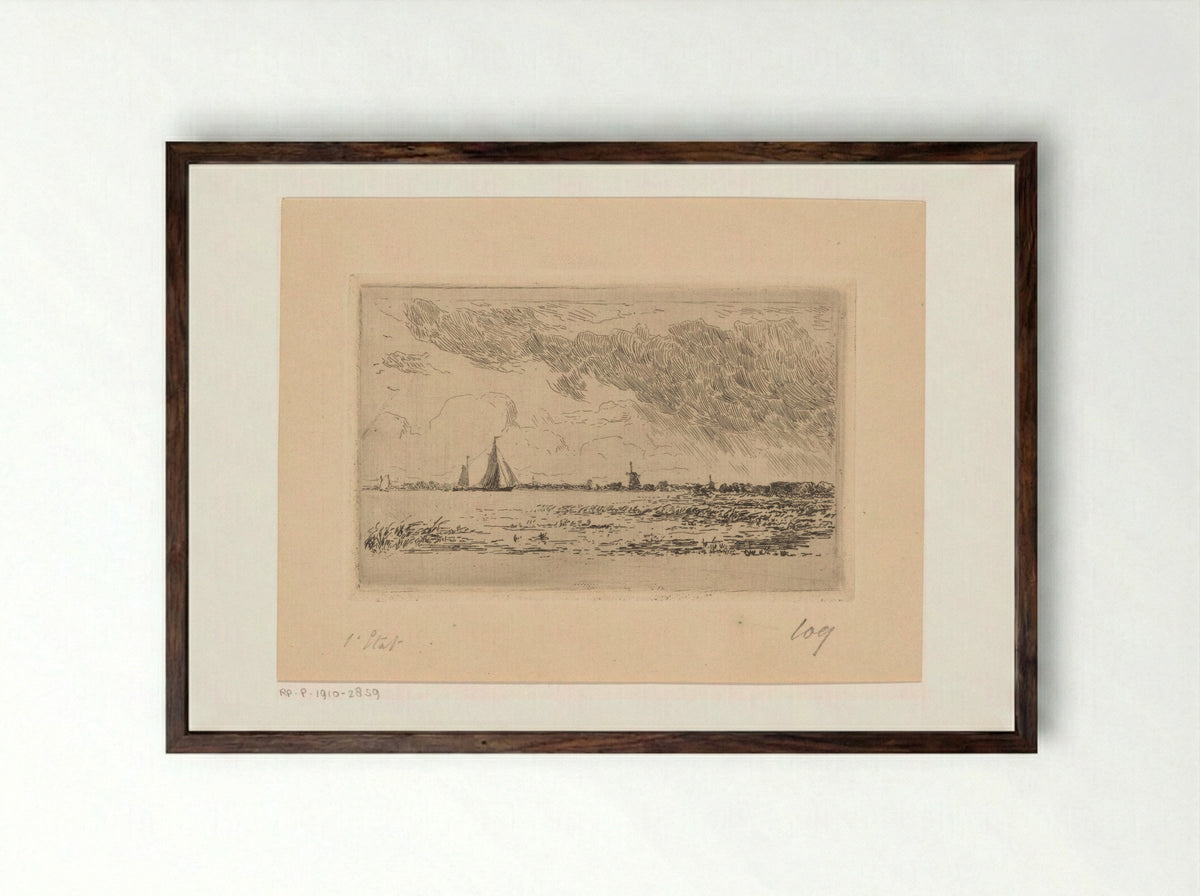Gezicht op de Biesbosch bij Dordrecht - Carel Nicolaas Storm van 's-Gravesande - Framed Print Dark Wood