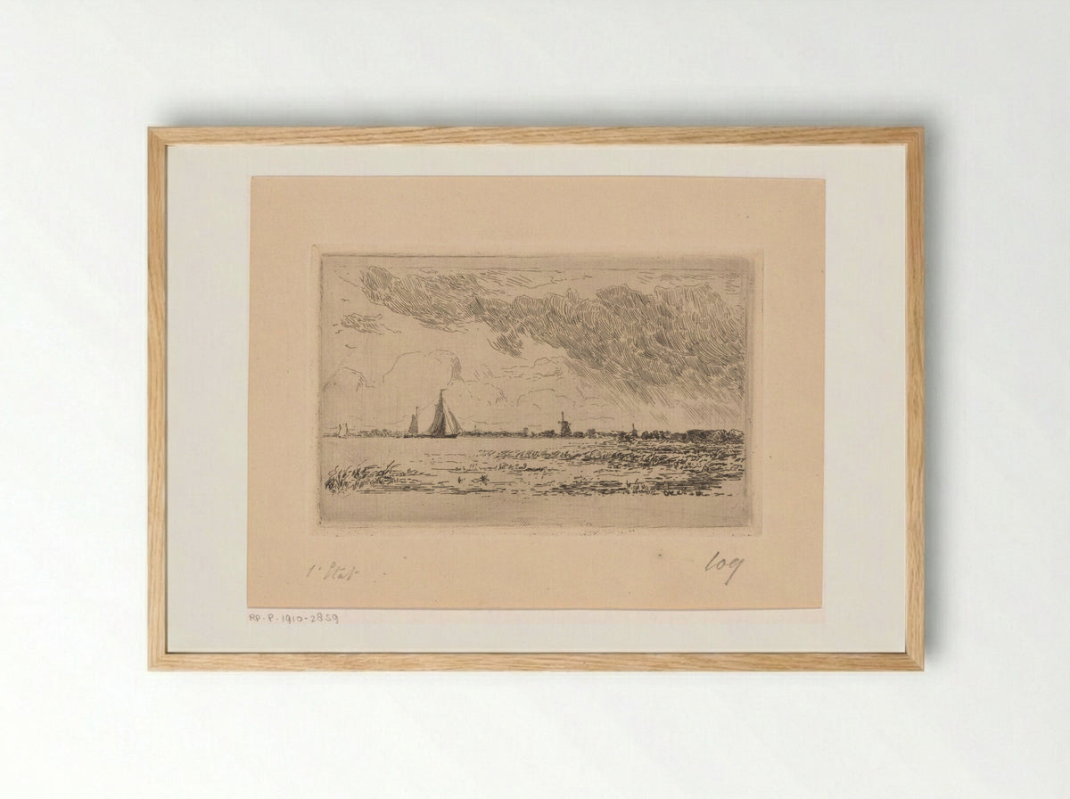 Gezicht op de Biesbosch bij Dordrecht - Carel Nicolaas Storm van 's-Gravesande - Framed Print Wood