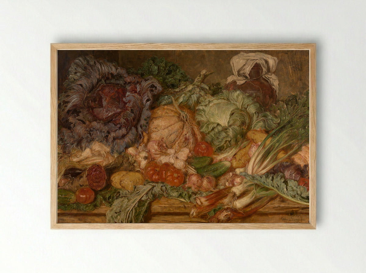 Still Life with Vegetables - Willem Linnig (II) - Framed Print Wood