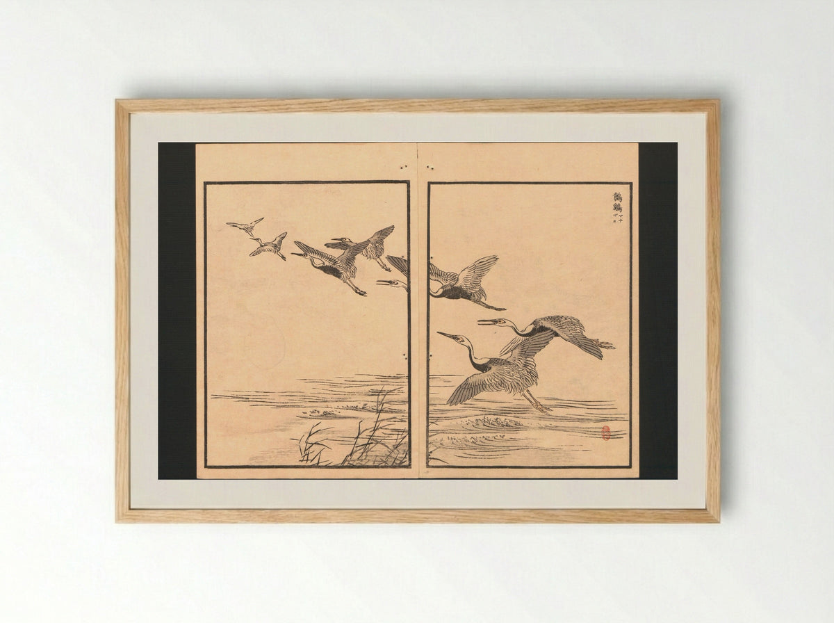 Bairei Picture Album of One Hundred Birds - Kōno Bairei - Framed Print Wood