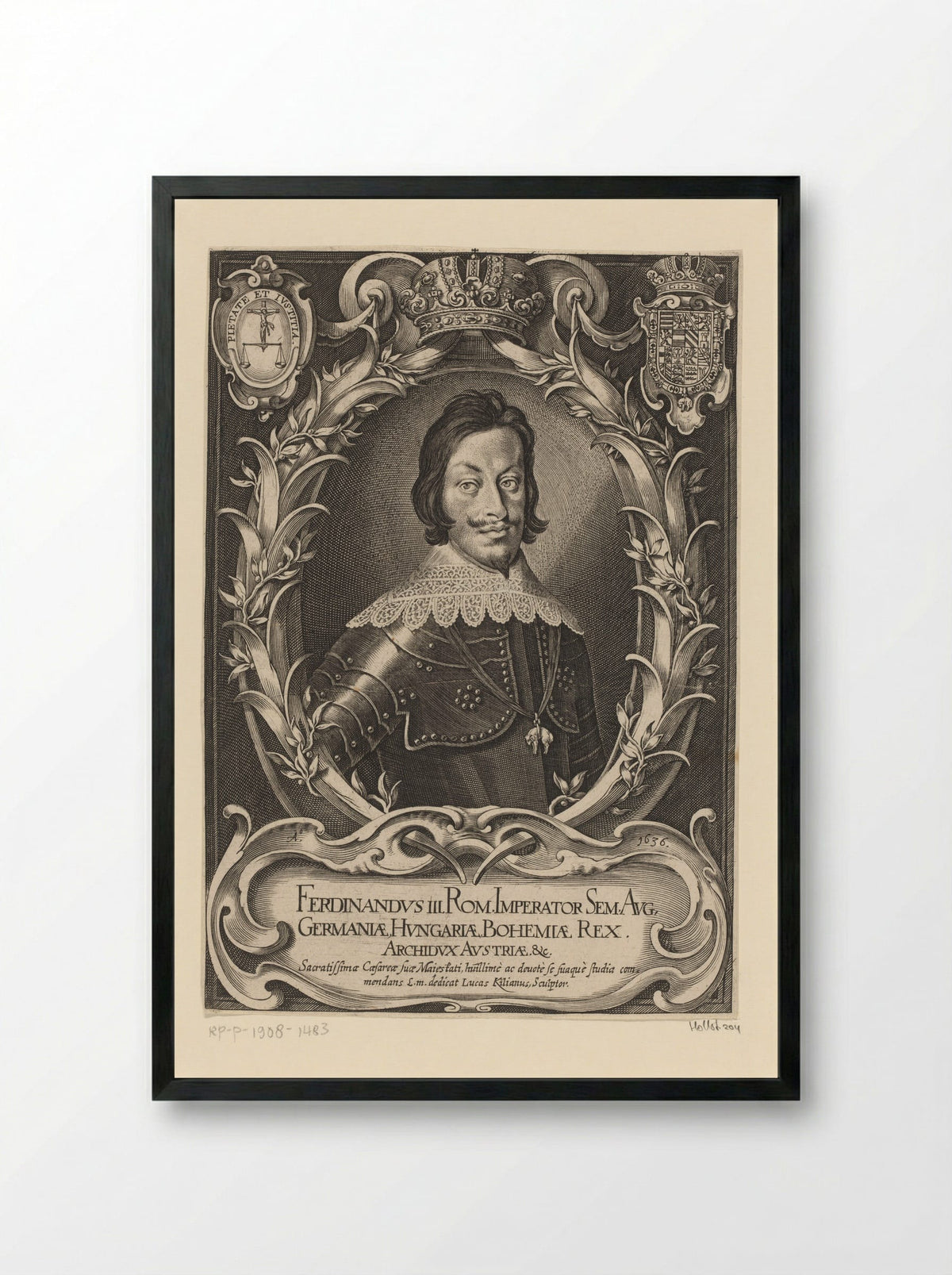 Portret van keizer Ferdinand III - Lucas Kilian - Framed Print Black