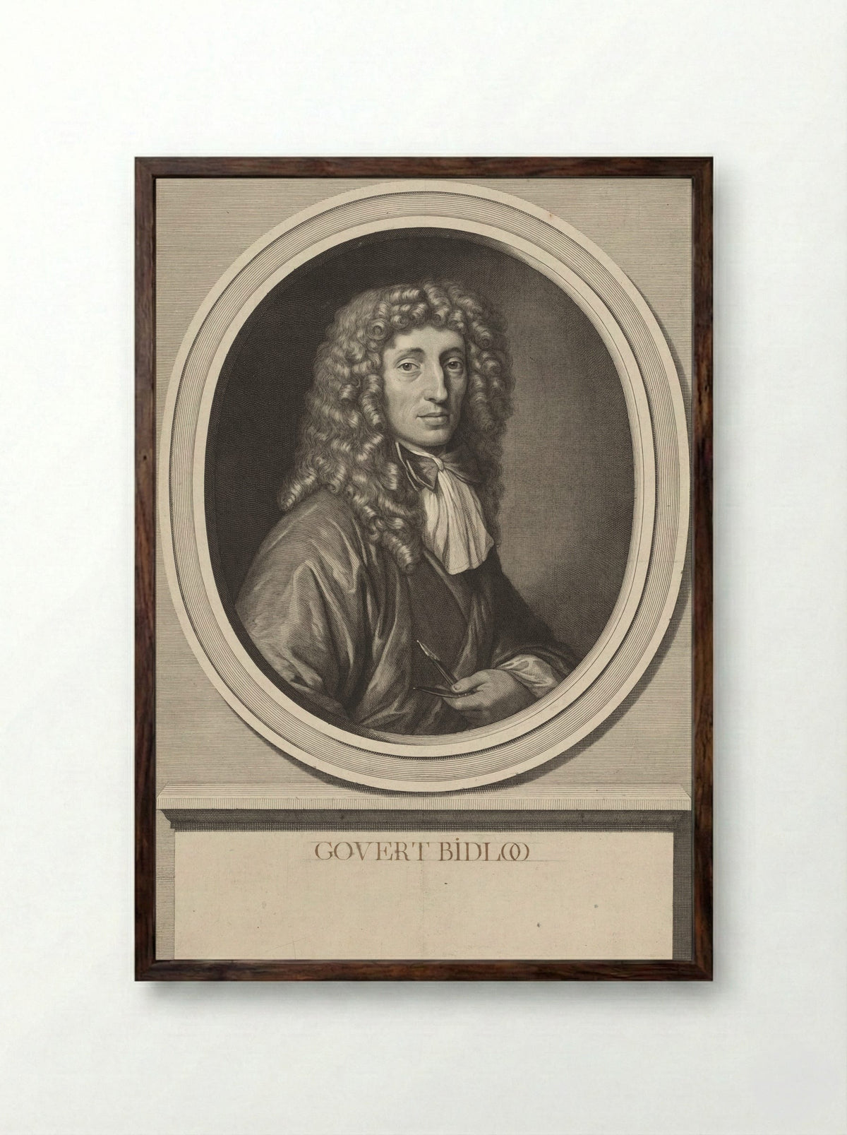 Portret van Goverd Bidloo - Abraham Bloteling - Framed Print Dark Wood