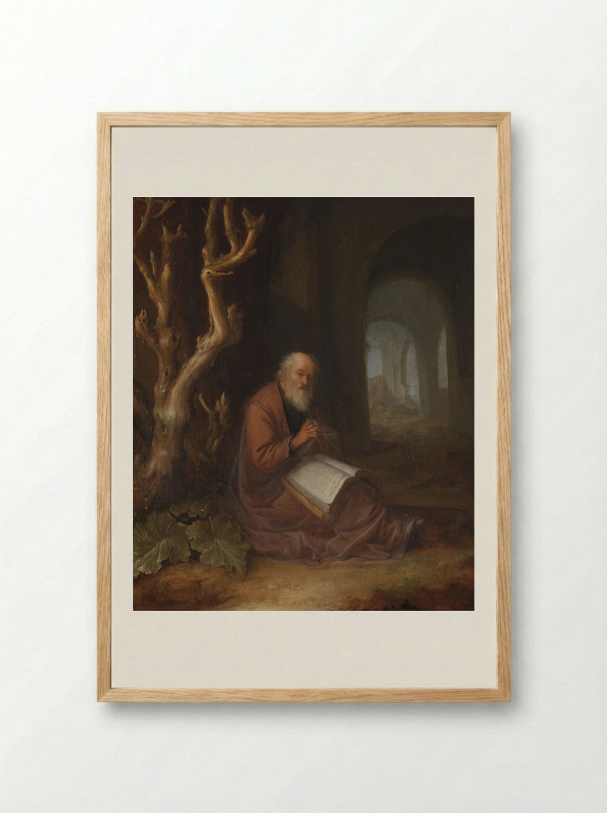 A Praying Hermit in a Ruin - Jan Adriaensz. van Staveren - Framed Print Wood