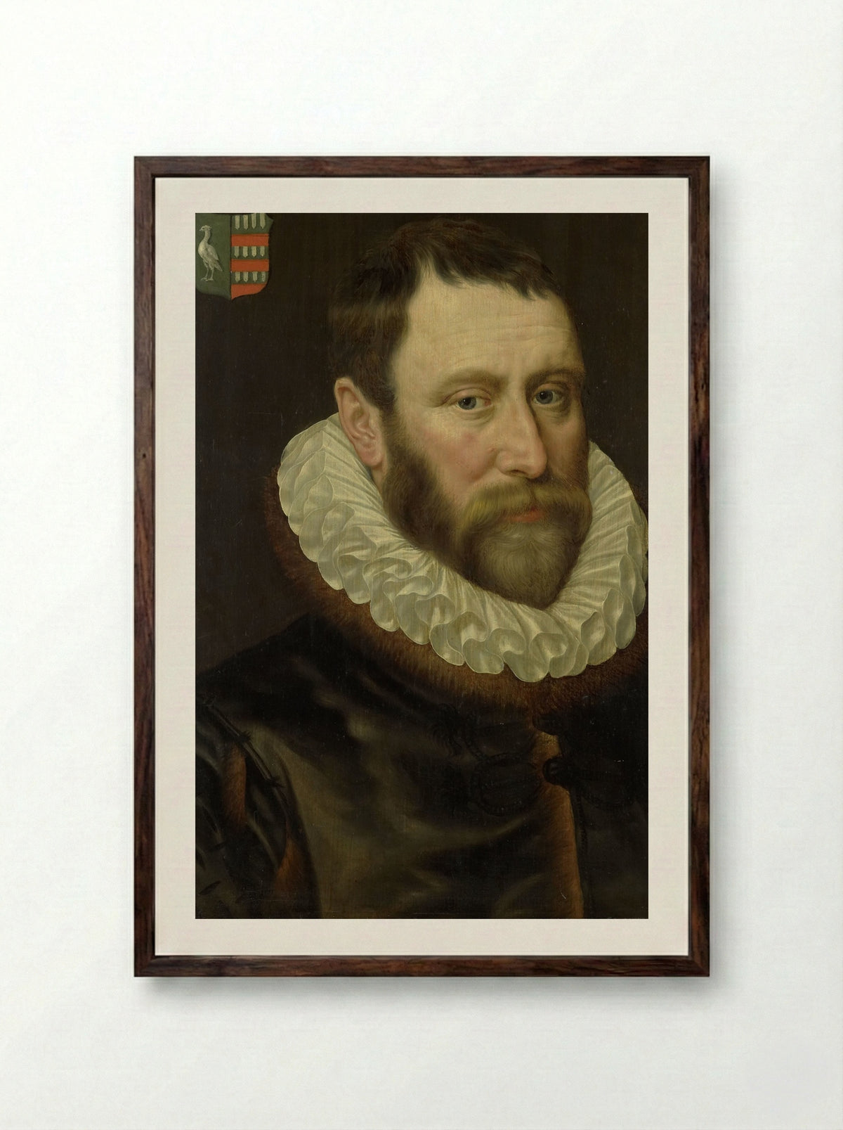 Portret van Jacob Bas Claesz - Adriaen Thomasz. Key - Framed Print Dark Wood