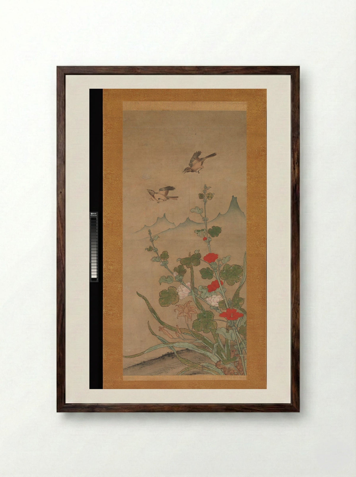 Birds and Flowers of Summer and Autumn - Shikibu Terutada - Framed Print Dark Wood