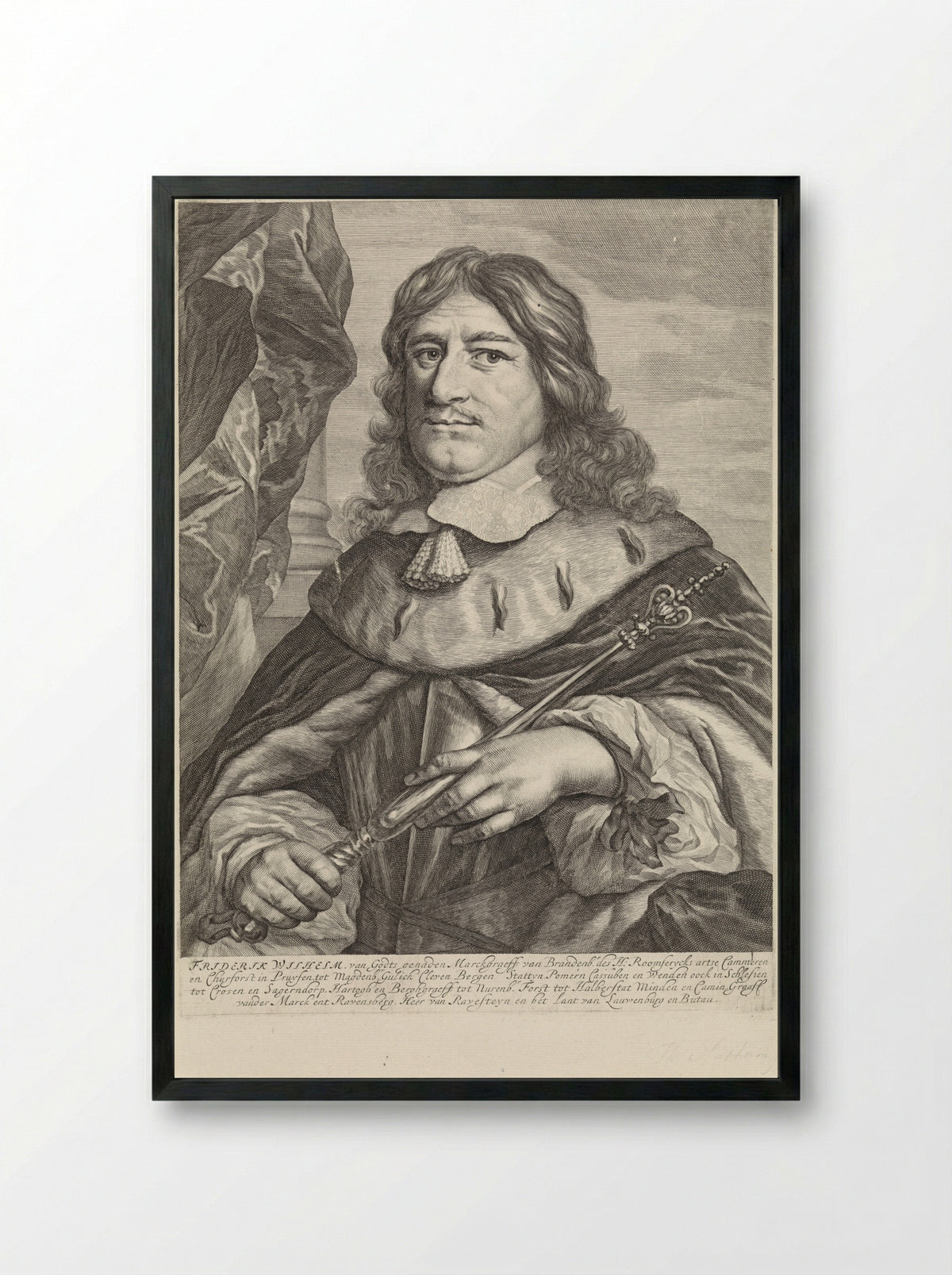 Portrait of Frederick William, Elector of Brandenburg - Theodor Matham - Framed Print Black