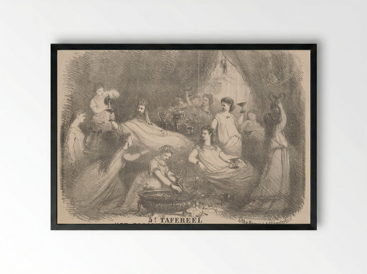 Scène uit toneelstuk Het feestmaal van Belsazar - Charles Rochussen - Framed Print Black