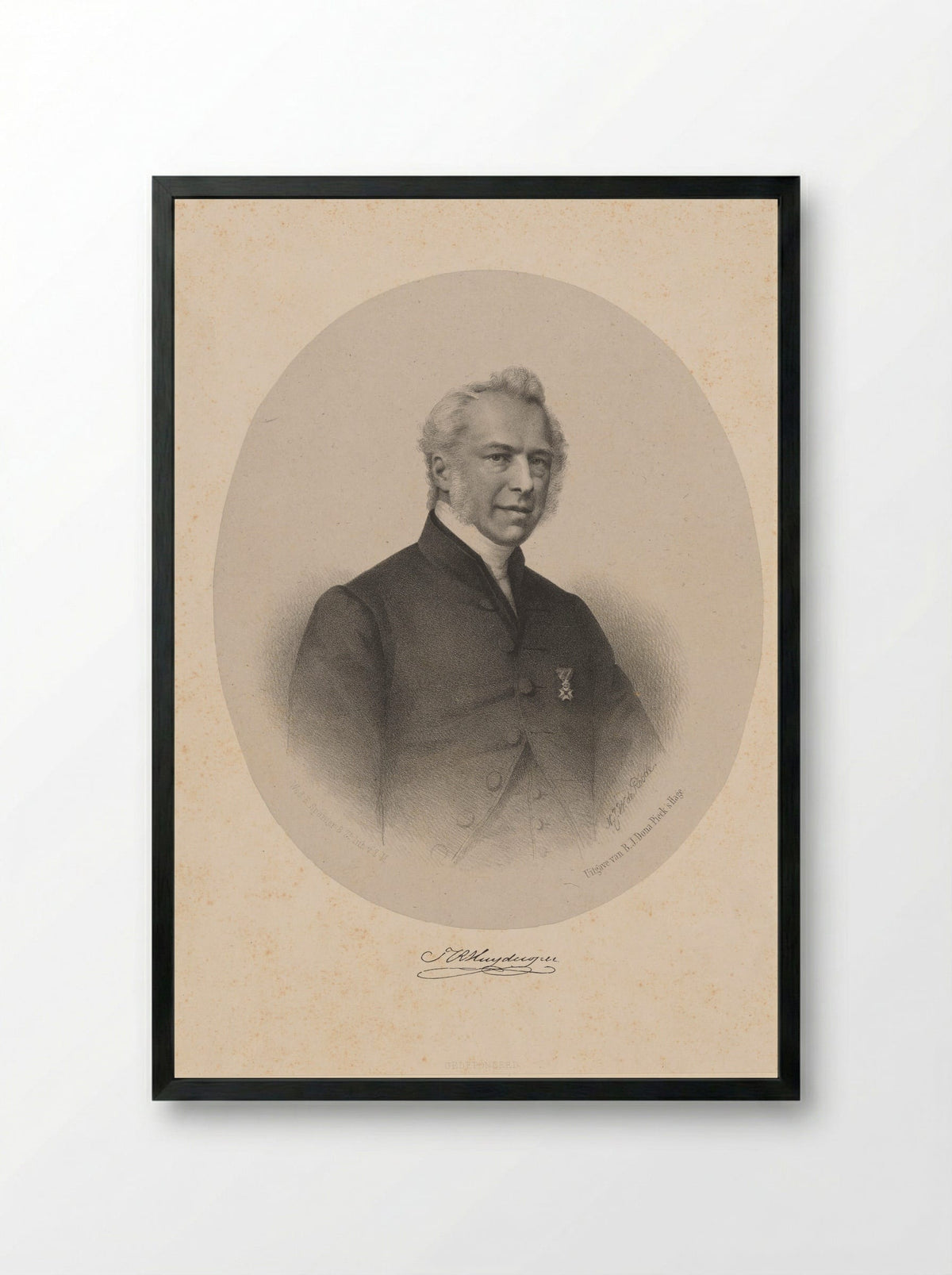Portret van Theodoor Cornelis Reinier Huydecoper - Nicolaas Johannes Wilhelmus de Roode - Framed Print Black