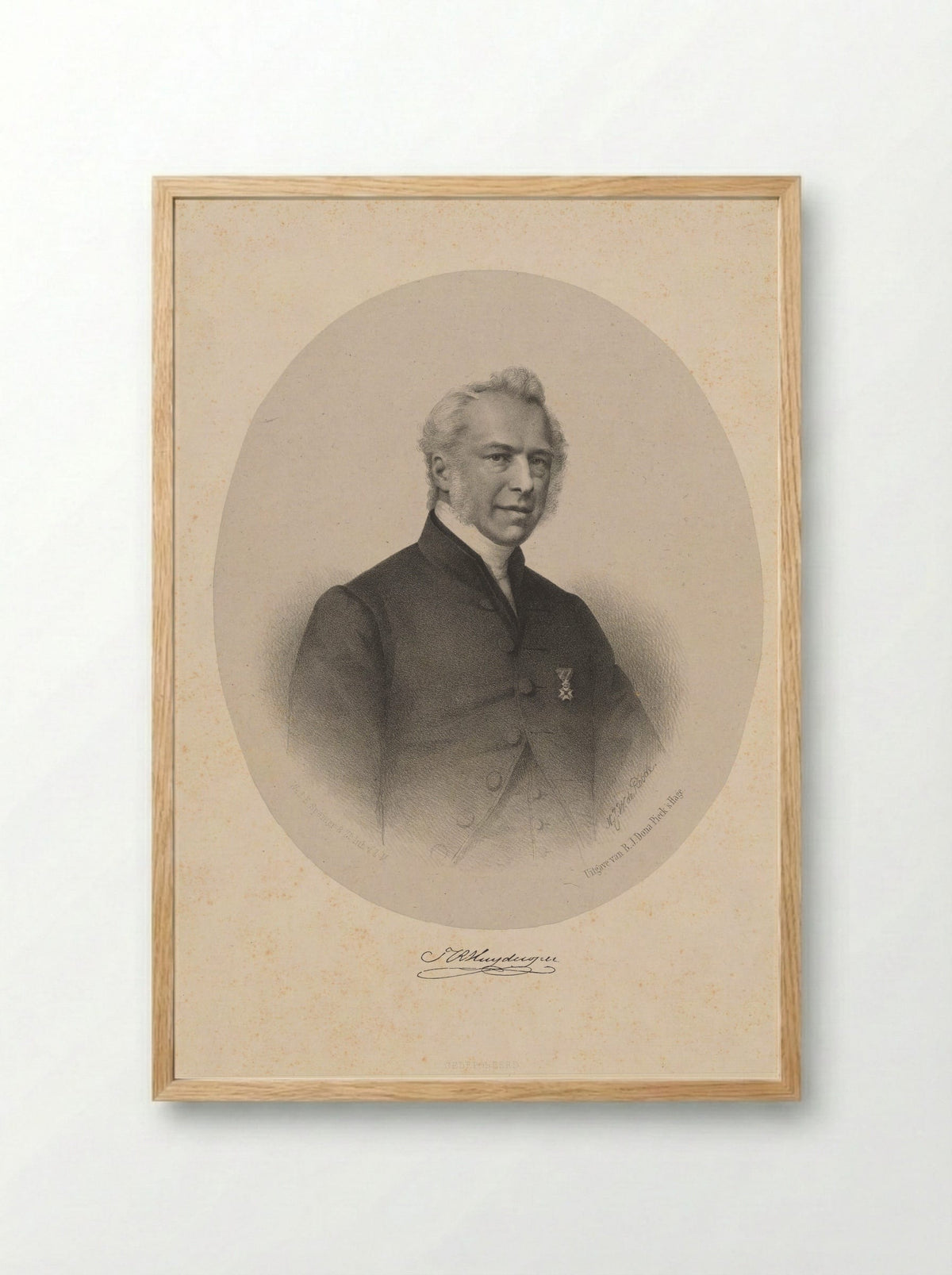 Portret van Theodoor Cornelis Reinier Huydecoper - Nicolaas Johannes Wilhelmus de Roode - Framed Print Wood