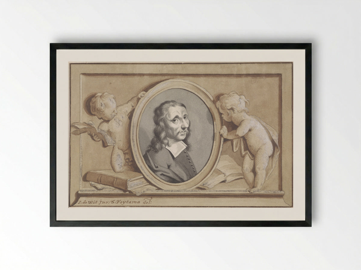 Allegorical Portrait of Allaert van Everdingen - Reinier Vinkeles - Framed Print Black