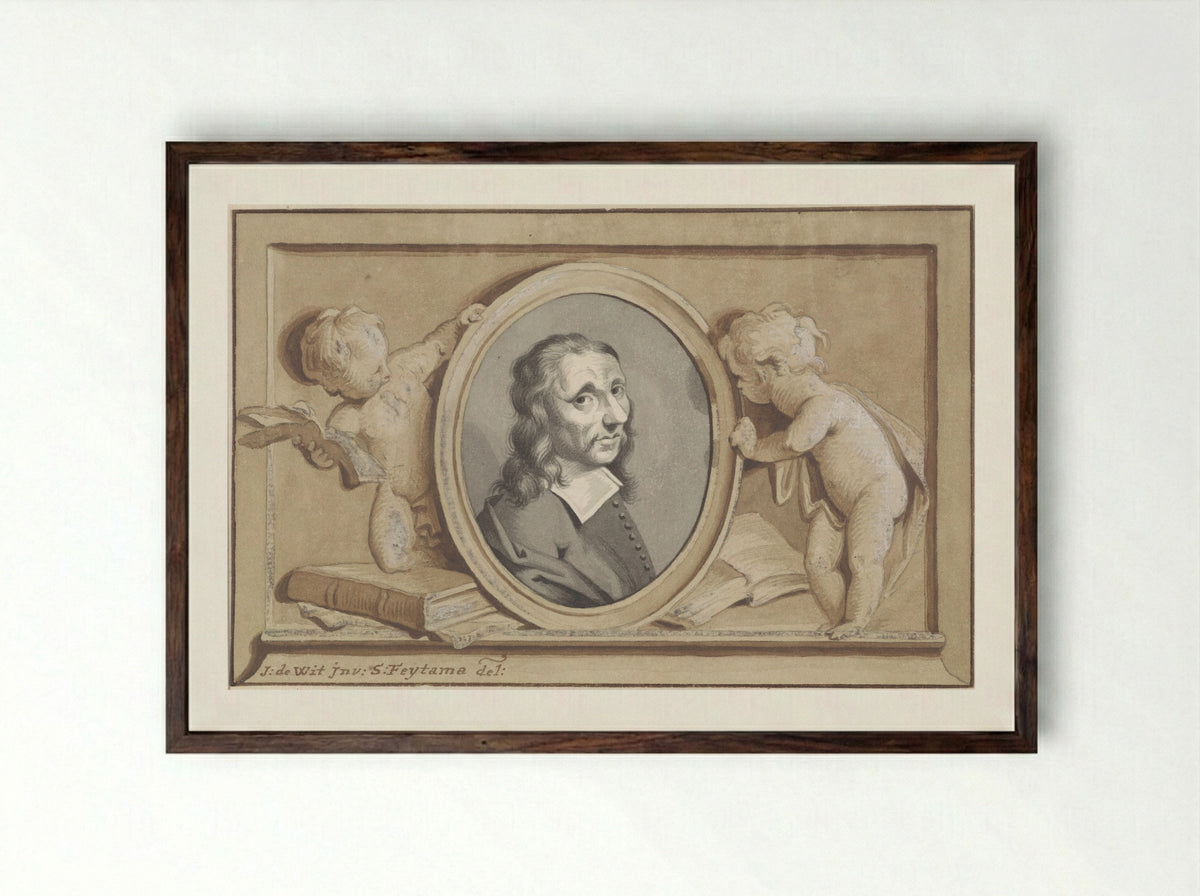 Allegorical Portrait of Allaert van Everdingen - Reinier Vinkeles - Framed Print Dark Wood