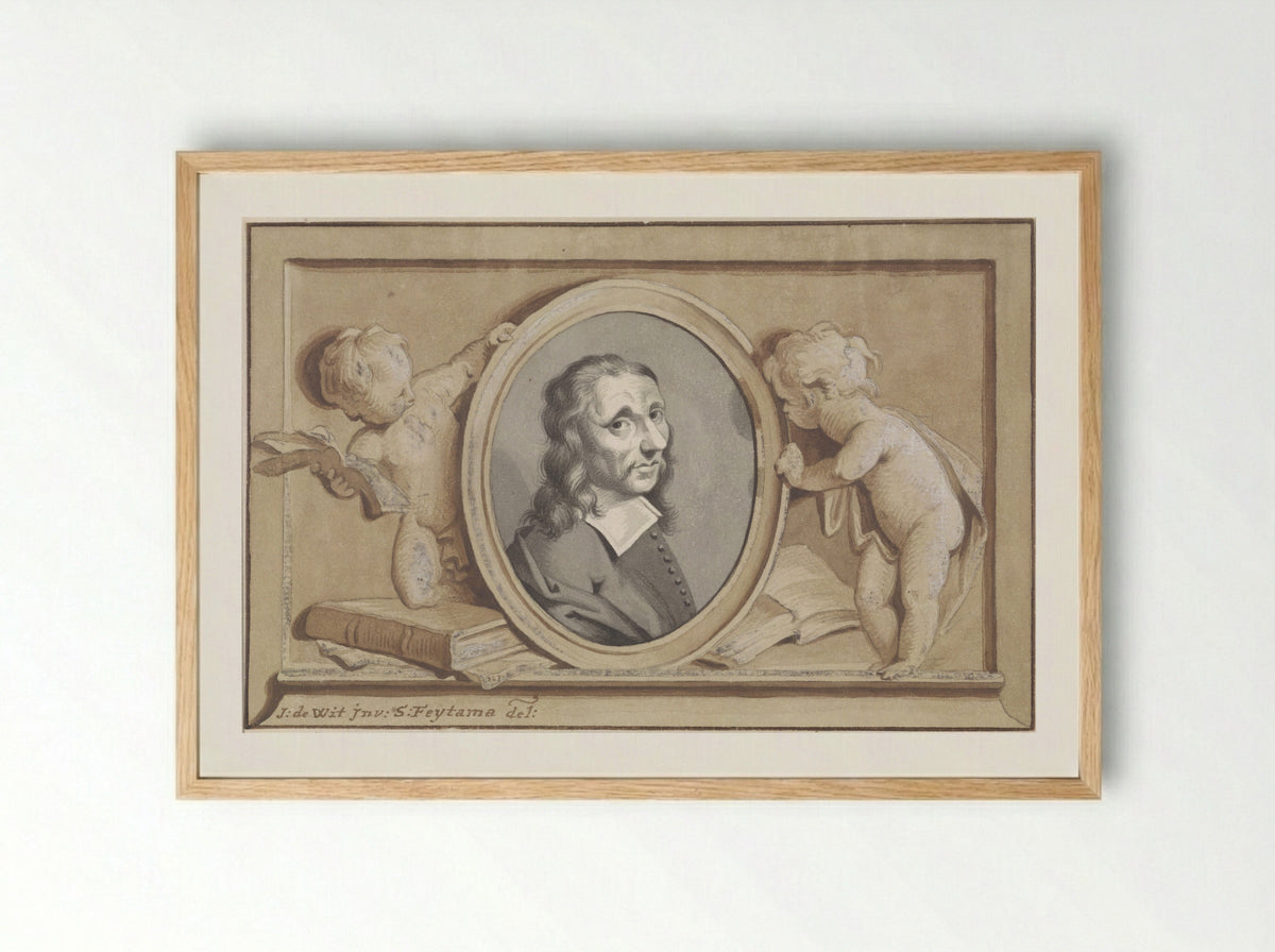 Allegorical Portrait of Allaert van Everdingen - Reinier Vinkeles - Framed Print Wood