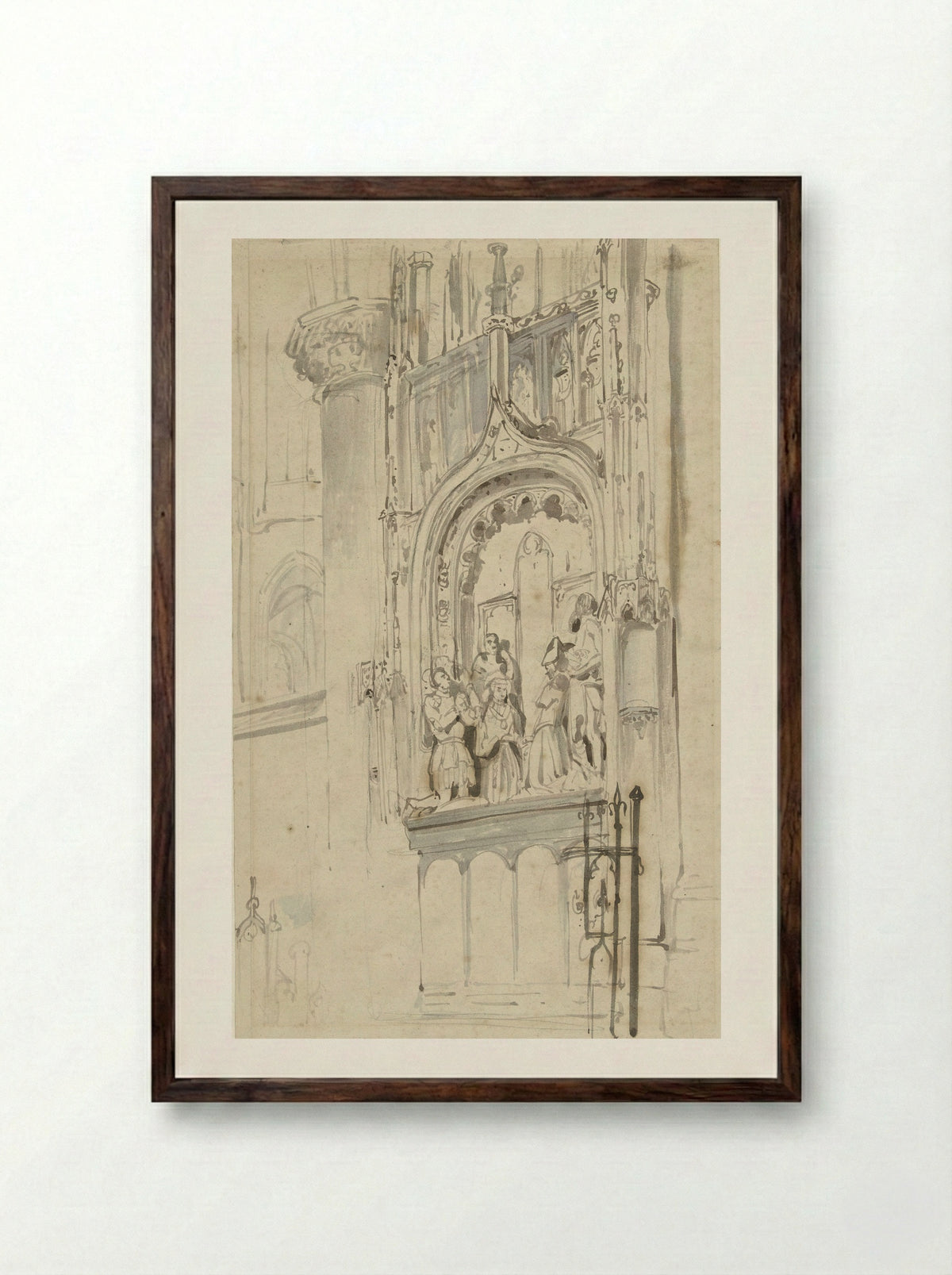 Grafmonument van Engelbrecht I van Nassau - Johannes Bosboom - Framed Print Dark Wood