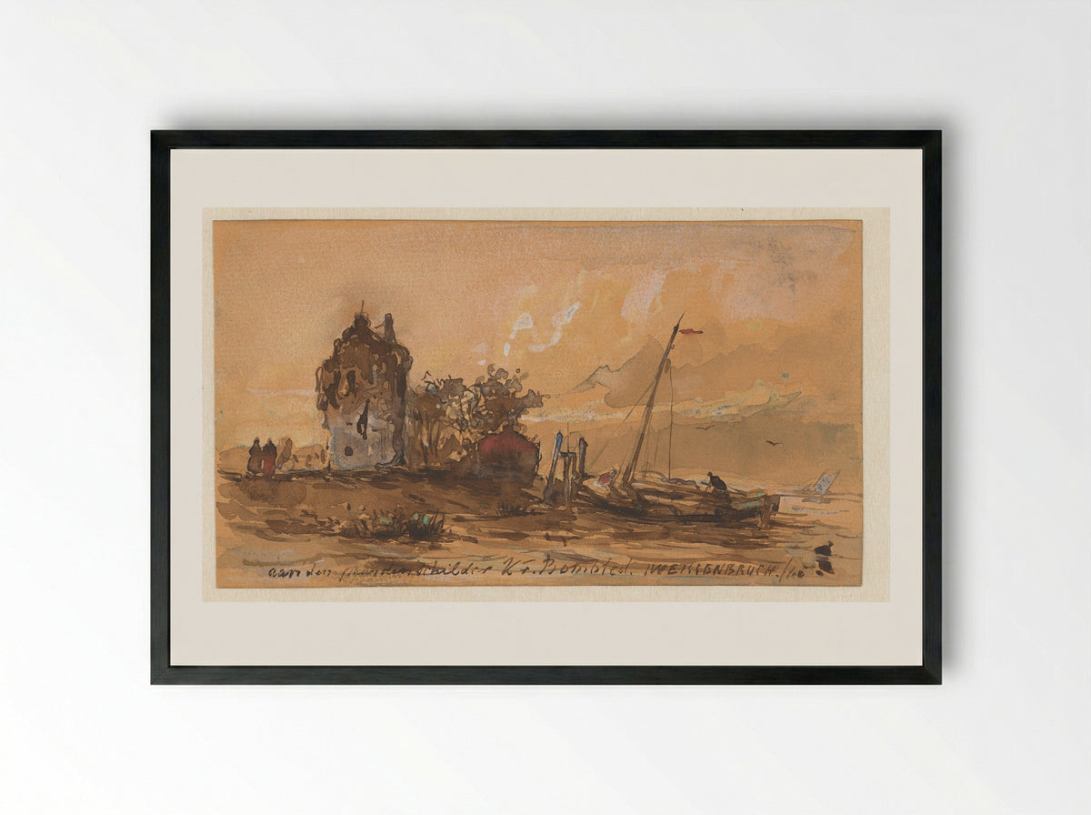Rivierlandschap - Jan Hendrik Weissenbruch - Framed Print Black