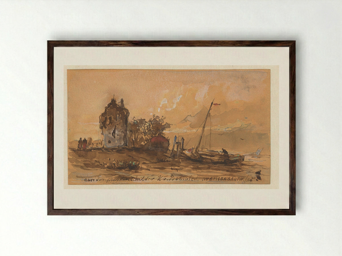 Rivierlandschap - Jan Hendrik Weissenbruch - Framed Print Dark Wood